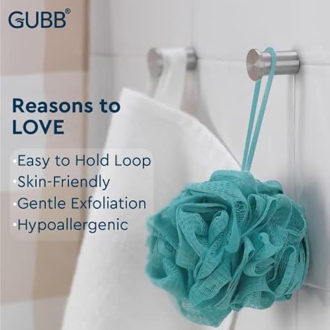 GUBB Luxe Bath Sponge Round Loofah For Women & Men, Bathing Scrubber For Body - Coral & Lilac - Image 4